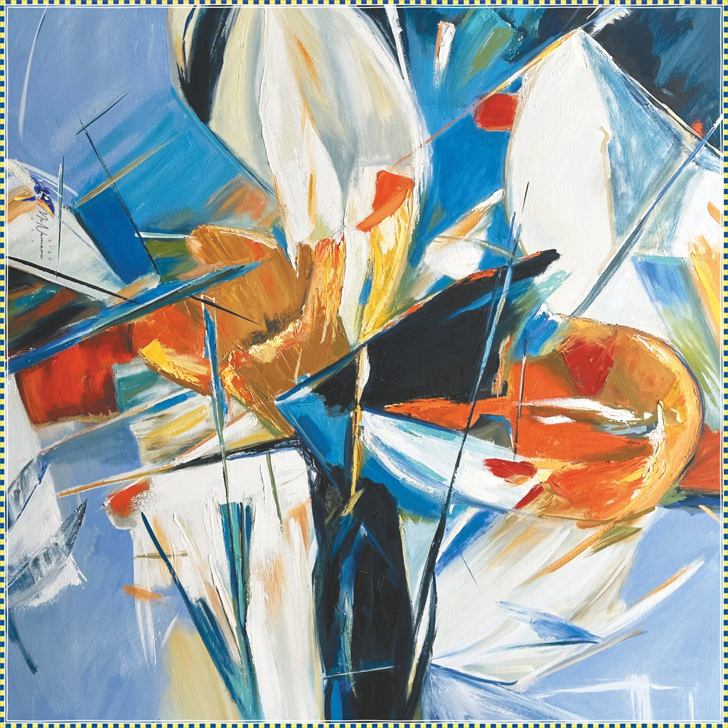 luxury silk scarf original contemporary art Olga McNamara large paintings for modern interiors